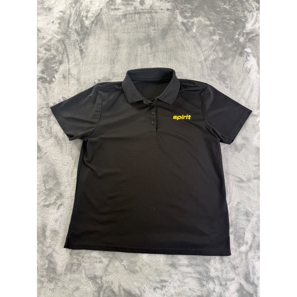 Spirit Airlines Employee Uniform Men's Polo L Black Shirt Sleeve
